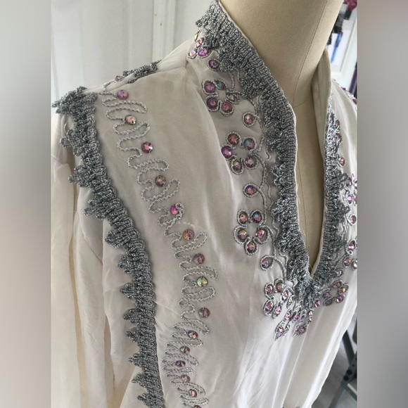 White chiffon long kaftan dress. - Picture 4 of 15